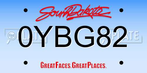 0YBG82 South Dakota License Plate