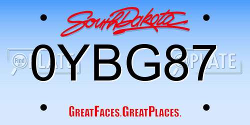 0YBG87 South Dakota License Plate