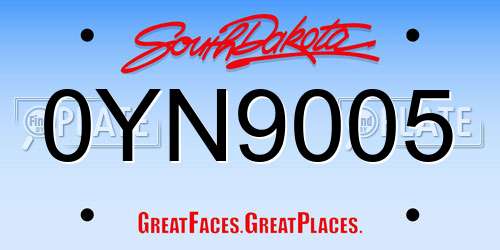 0YN9005 South Dakota License Plate