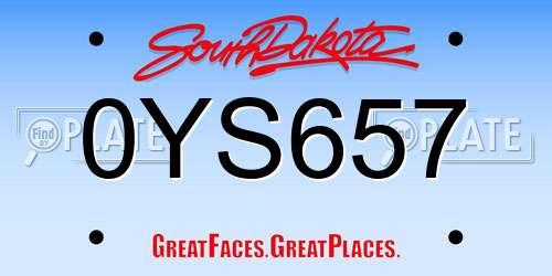 0YS657 South Dakota License Plate