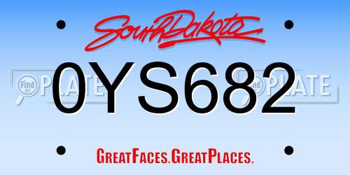 0YS682 South Dakota License Plate