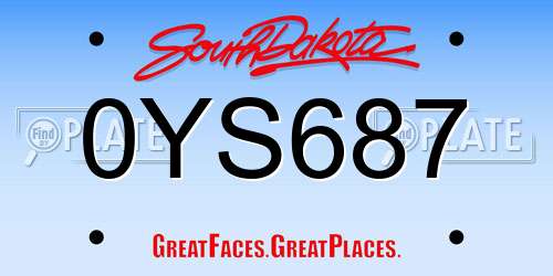 0YS687 South Dakota License Plate