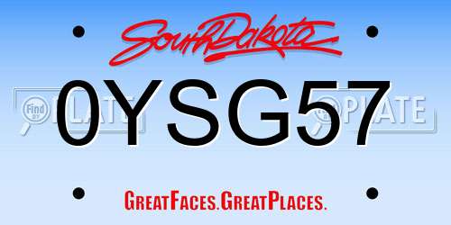 0YSG57 South Dakota License Plate