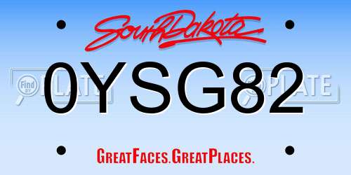 0YSG82 South Dakota License Plate