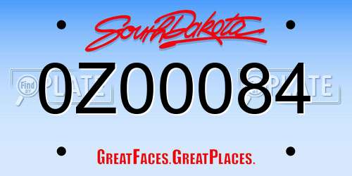 0Z00084 South Dakota License Plate