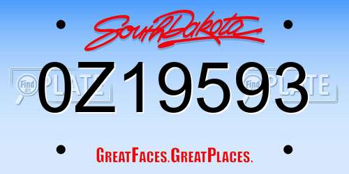 0Z19593 South Dakota License Plate