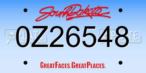 0Z26548 South Dakota License Plate