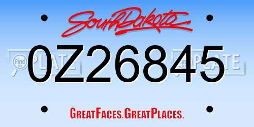 0Z26845 South Dakota License Plate