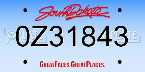 0Z31843 South Dakota License Plate