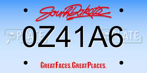 0Z41A6 South Dakota License Plate