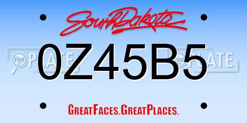 0Z45B5 South Dakota License Plate