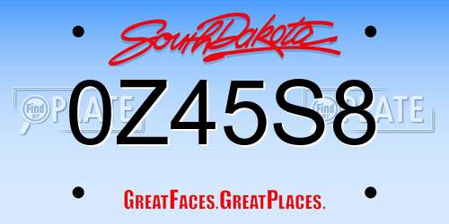 0Z45S8 South Dakota License Plate