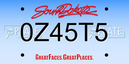 0Z45T5 South Dakota License Plate