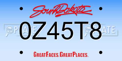 0Z45T8 South Dakota License Plate