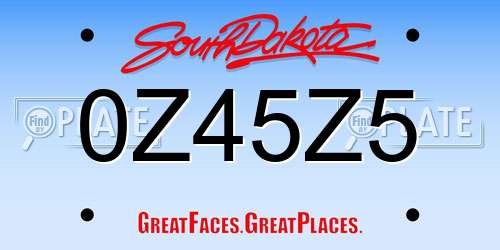 0Z45Z5 South Dakota License Plate