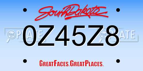 0Z45Z8 South Dakota License Plate