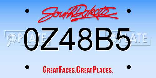 0Z48B5 South Dakota License Plate