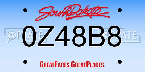 0Z48B8 South Dakota License Plate