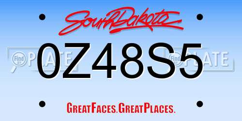 0Z48S5 South Dakota License Plate