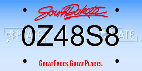 0Z48S8 South Dakota License Plate