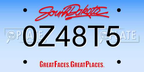 0Z48T5 South Dakota License Plate