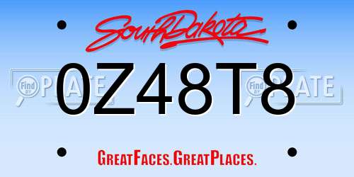 0Z48T8 South Dakota License Plate