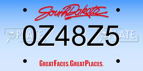 0Z48Z5 South Dakota License Plate