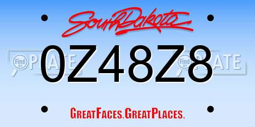 0Z48Z8 South Dakota License Plate