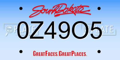 0Z49O5 South Dakota License Plate