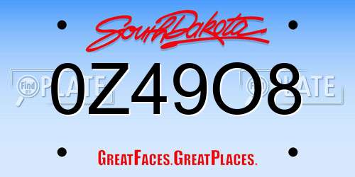 0Z49O8 South Dakota License Plate