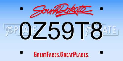 0Z59T8 South Dakota License Plate