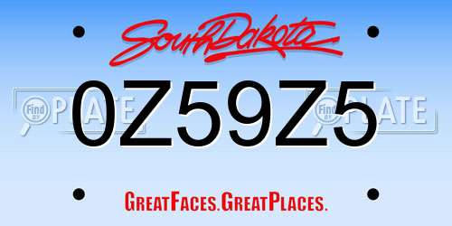 0Z59Z5 South Dakota License Plate
