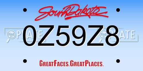 0Z59Z8 South Dakota License Plate
