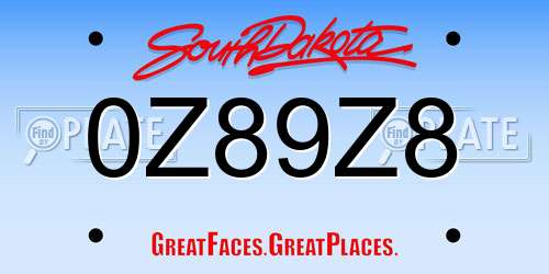 0Z89Z8 South Dakota License Plate