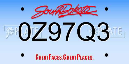 0Z97Q3 South Dakota License Plate
