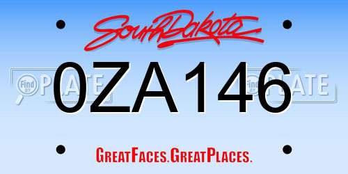 0ZA146 South Dakota License Plate