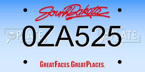 0ZA525 South Dakota License Plate