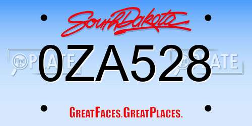 0ZA528 South Dakota License Plate