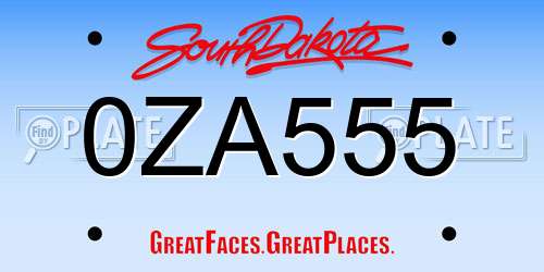 0ZA555 South Dakota License Plate