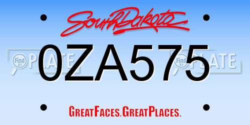 0ZA575 South Dakota License Plate