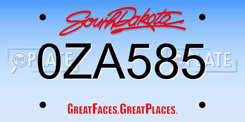 0ZA585 South Dakota License Plate