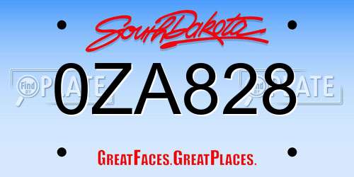 0ZA828 South Dakota License Plate