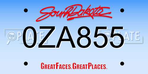 0ZA855 South Dakota License Plate