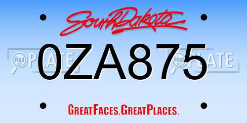 0ZA875 South Dakota License Plate
