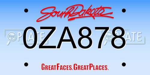 0ZA878 South Dakota License Plate