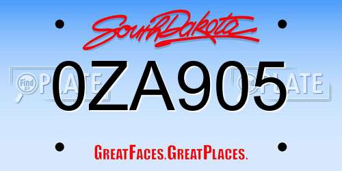 0ZA905 South Dakota License Plate