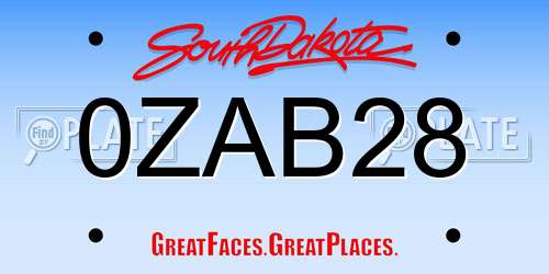 0ZAB28 South Dakota License Plate