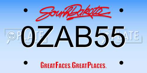 0ZAB55 South Dakota License Plate