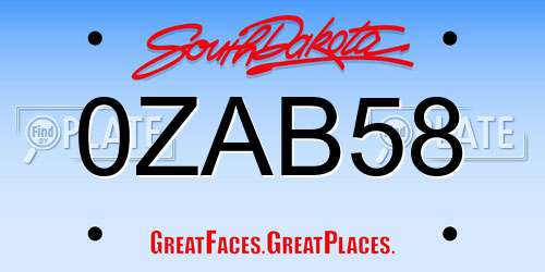 0ZAB58 South Dakota License Plate