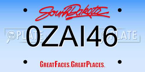 0ZAI46 South Dakota License Plate